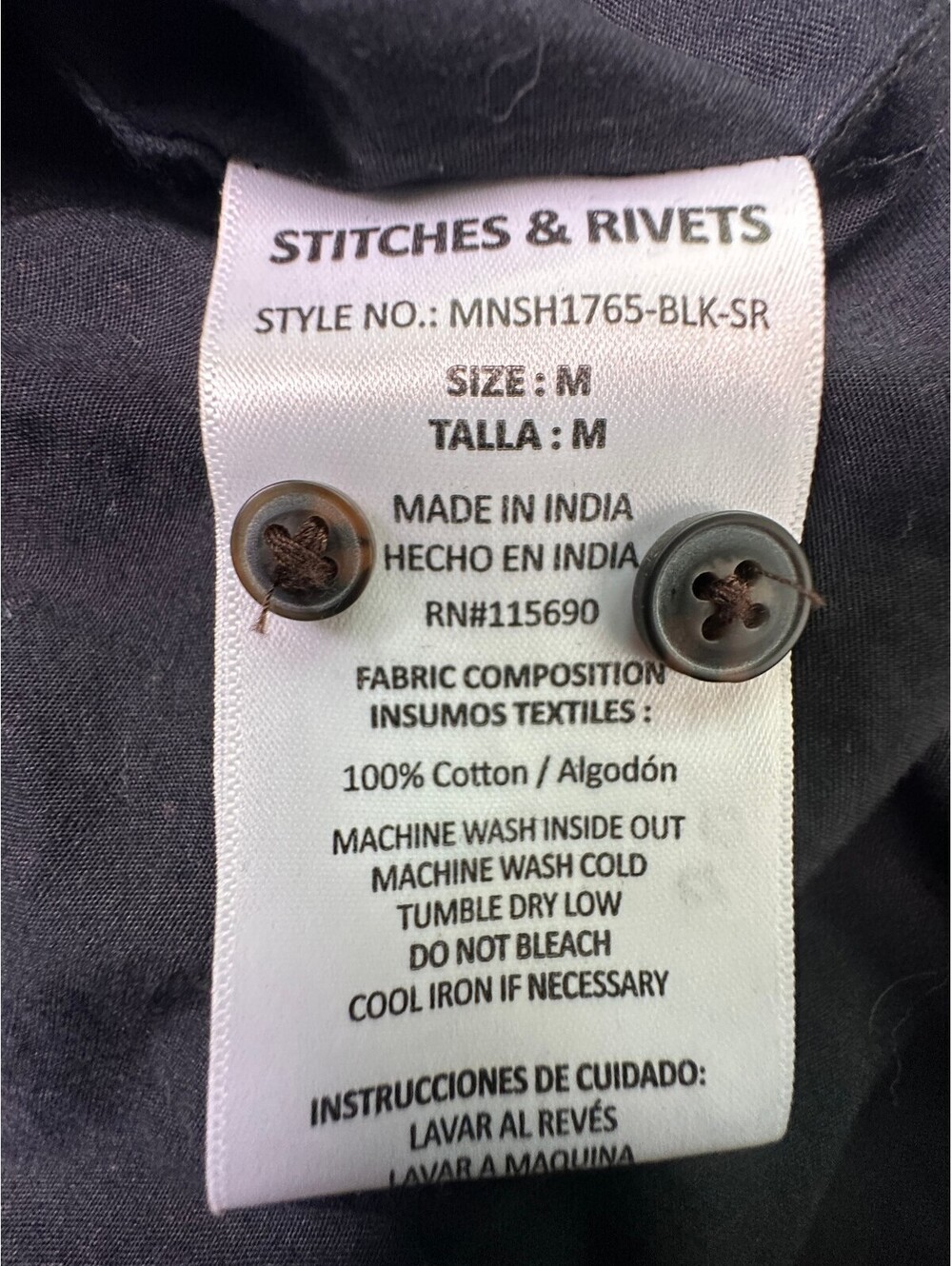 Stitches & Rivets Men's Black Short Sleeve Button-Up Shirt M - Picture 5 of 10